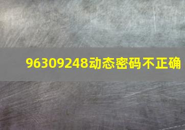 96309248动态密码不正确