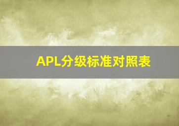 APL分级标准对照表