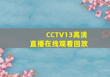 CCTV13高清直播在线观看回放