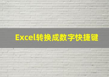 Excel转换成数字快捷键