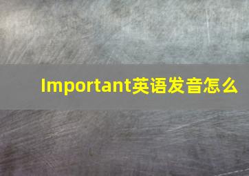 Important英语发音怎么