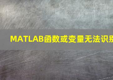 MATLAB函数或变量无法识别