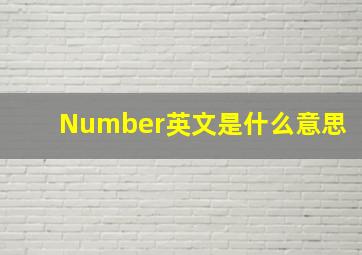 Number英文是什么意思