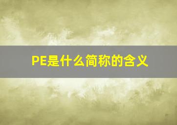 PE是什么简称的含义