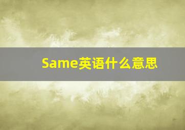 Same英语什么意思