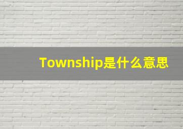 Township是什么意思