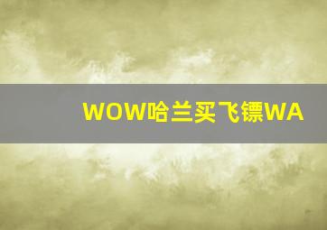 WOW哈兰买飞镖WA