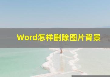 Word怎样删除图片背景