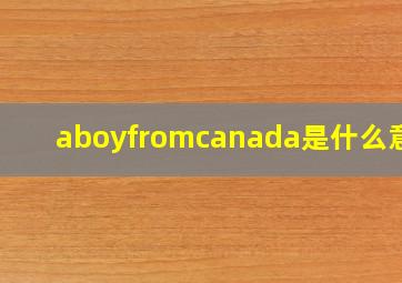 aboyfromcanada是什么意思