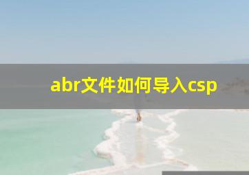 abr文件如何导入csp