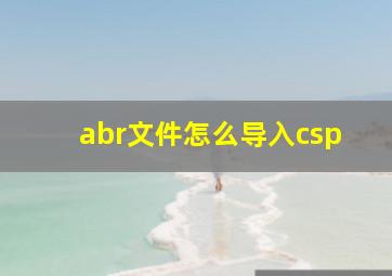 abr文件怎么导入csp