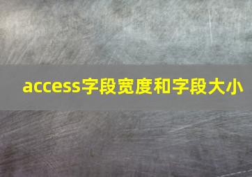 access字段宽度和字段大小