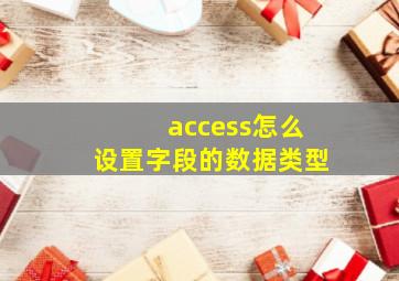 access怎么设置字段的数据类型