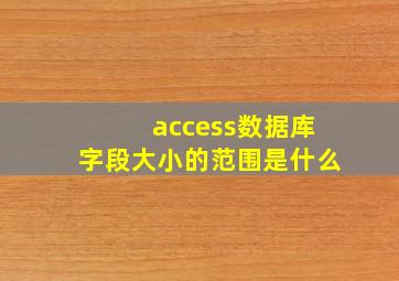 access数据库字段大小的范围是什么