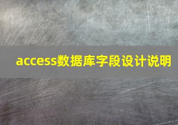 access数据库字段设计说明