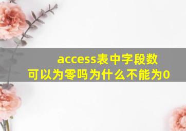 access表中字段数可以为零吗为什么不能为0