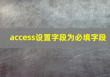 access设置字段为必填字段