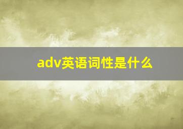 adv英语词性是什么