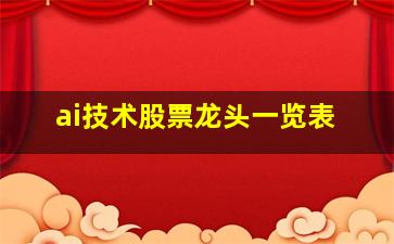 ai技术股票龙头一览表