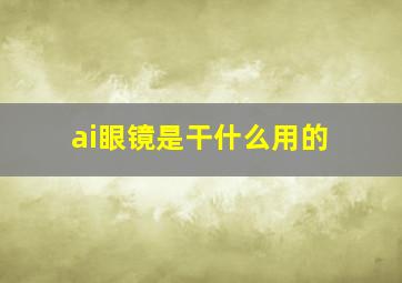 ai眼镜是干什么用的