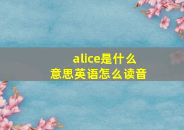 alice是什么意思英语怎么读音