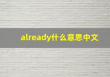 already什么意思中文