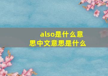 also是什么意思中文意思是什么