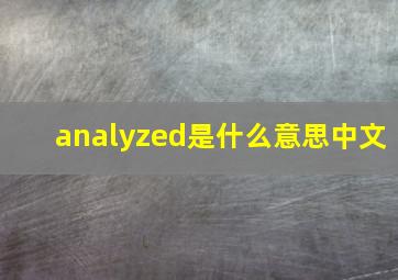 analyzed是什么意思中文