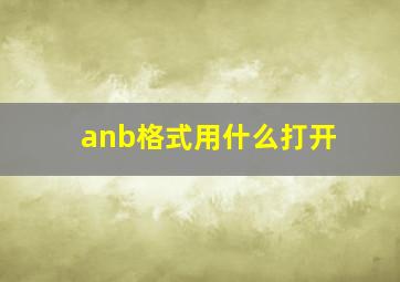 anb格式用什么打开