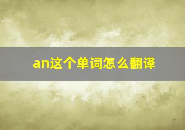 an这个单词怎么翻译