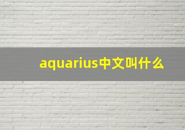 aquarius中文叫什么