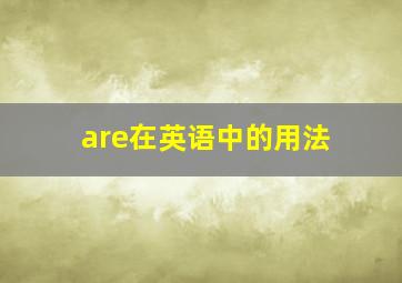 are在英语中的用法