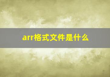 arr格式文件是什么