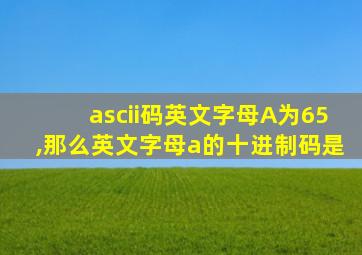 ascii码英文字母A为65,那么英文字母a的十进制码是