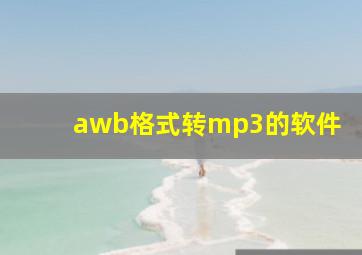 awb格式转mp3的软件