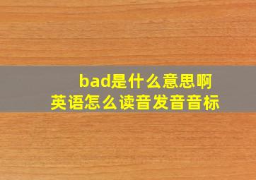 bad是什么意思啊英语怎么读音发音音标