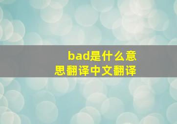 bad是什么意思翻译中文翻译