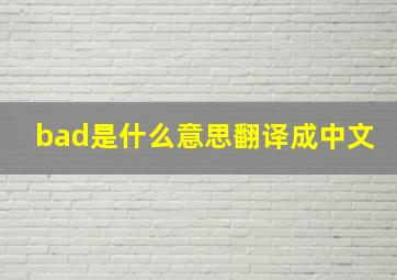 bad是什么意思翻译成中文