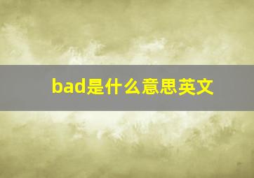 bad是什么意思英文