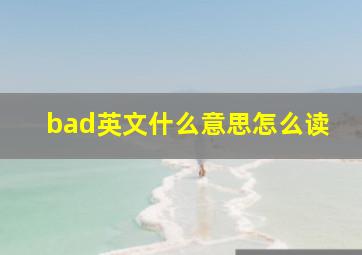 bad英文什么意思怎么读