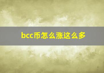 bcc币怎么涨这么多