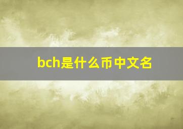 bch是什么币中文名