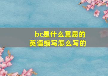 bc是什么意思的英语缩写怎么写的