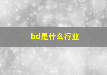 bd是什么行业