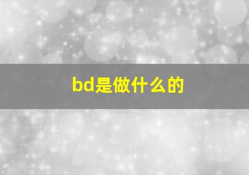 bd是做什么的