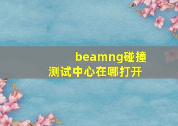 beamng碰撞测试中心在哪打开