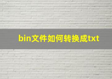 bin文件如何转换成txt