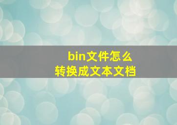 bin文件怎么转换成文本文档