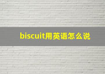 biscuit用英语怎么说