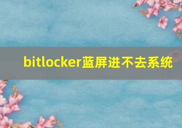 bitlocker蓝屏进不去系统